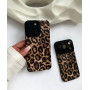 Коричневий чохол на iPhone 13 Pro Max з леопардовим принтом 